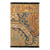 Rug & Kilim’S Dragon Rug In Gold And Blue With Geometric-Floral Patterns