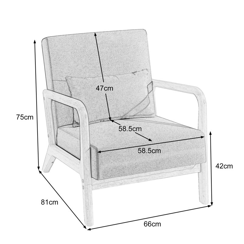 Jyrin 64.5Cm Wide Armchair, Navy/Grey Polyester Blend