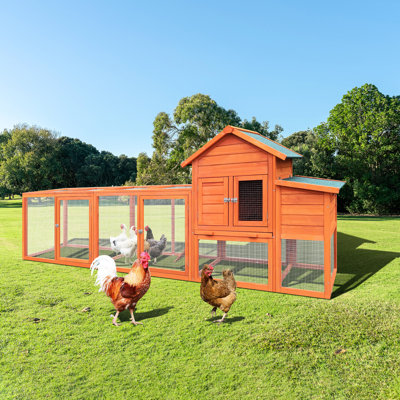 Grand poulailler d'extérieur de 122 pouces en bois naturel, avec nichoir et espace de repos, convient à 3 4 poulets, plateaux coulissants faciles à nettoyer, volaille de protection pour toiture en asphalte