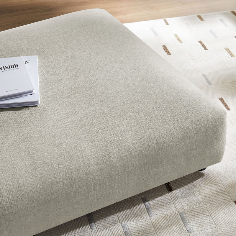 Solace Modular Upholstered Fabric Ottoman, Beige Fabric