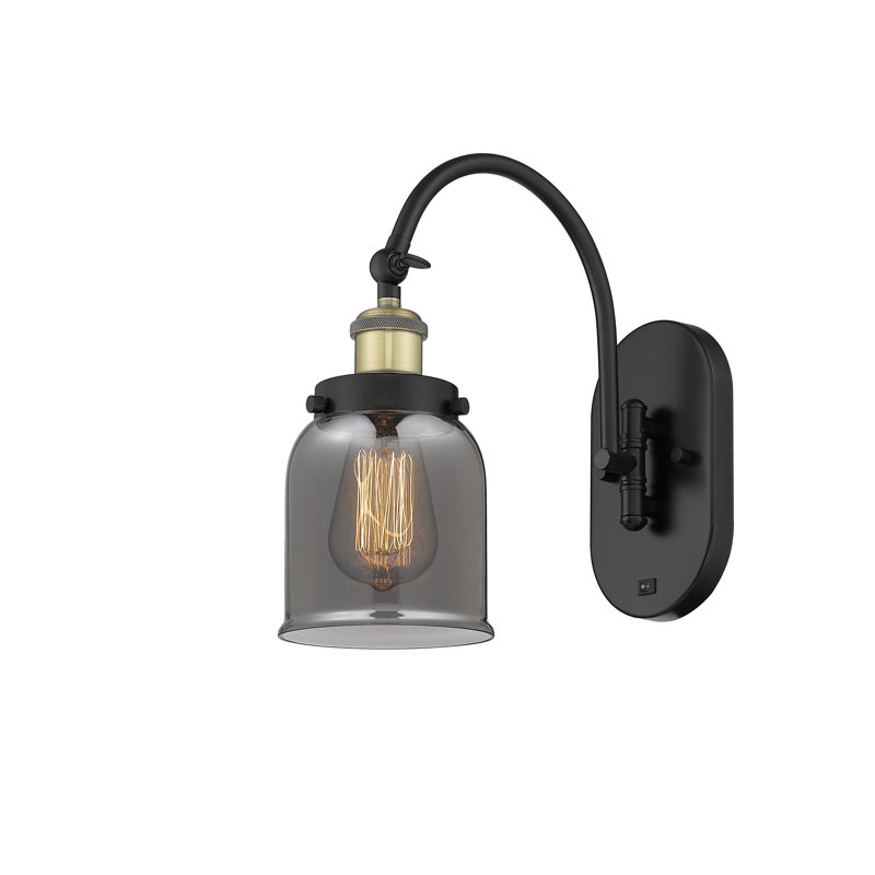 Applique 1 lumière 5 po avec bras pivotant Shauna Bell, Incandescente, Fumée plaquée, Noir / laiton antique