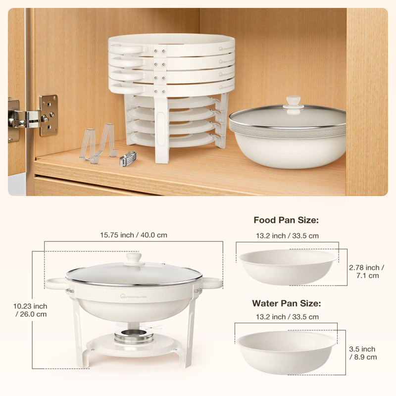 5QT Round Maifanite-Coated Chafing Dishes for Buffet with Glass Lid (Set of 4)