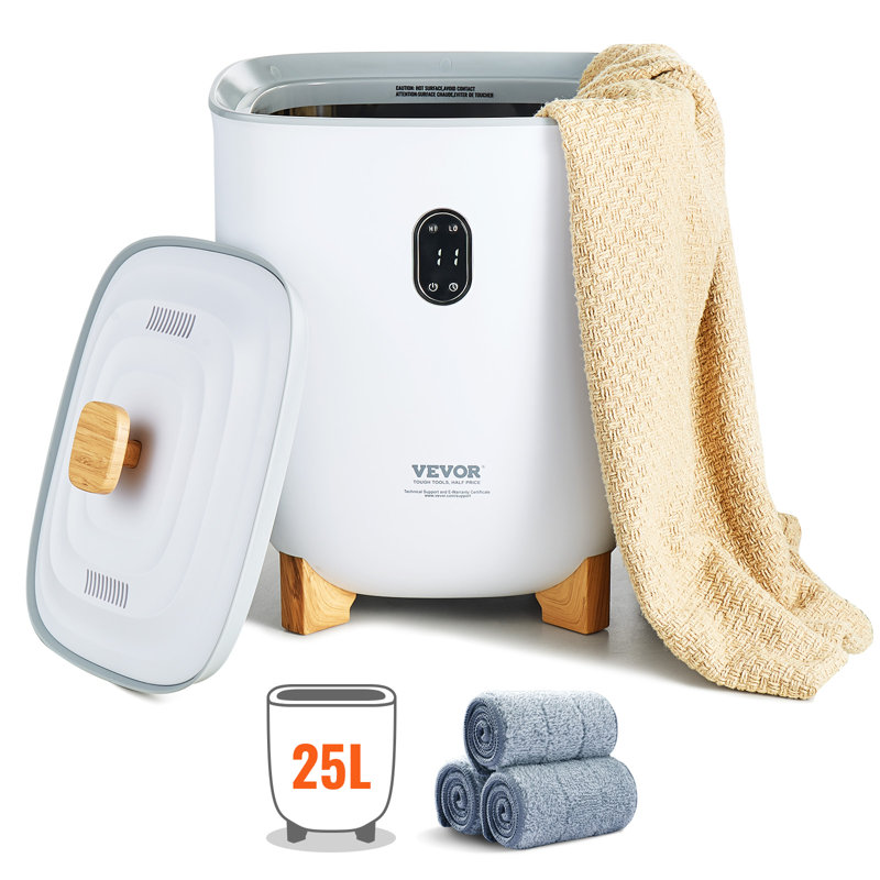 White and Light Brown 25L LED Towel Warmer Bucket
