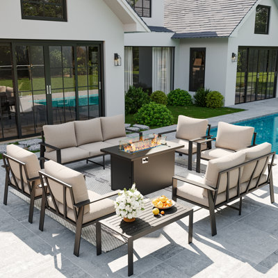 9 Person Sofa Seating Group With Coffee Table by Latitude Run