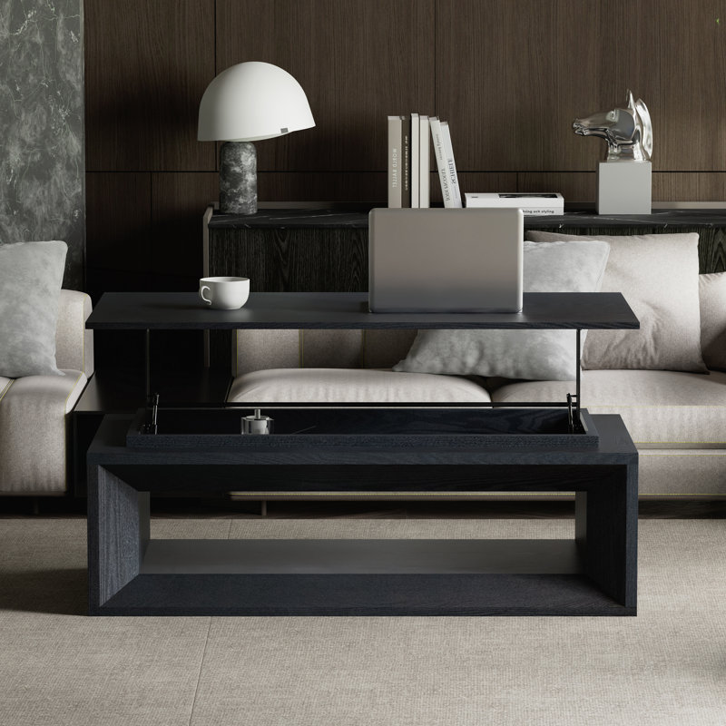 Table basse à plateau relevable moderne 43,3 po, Noir