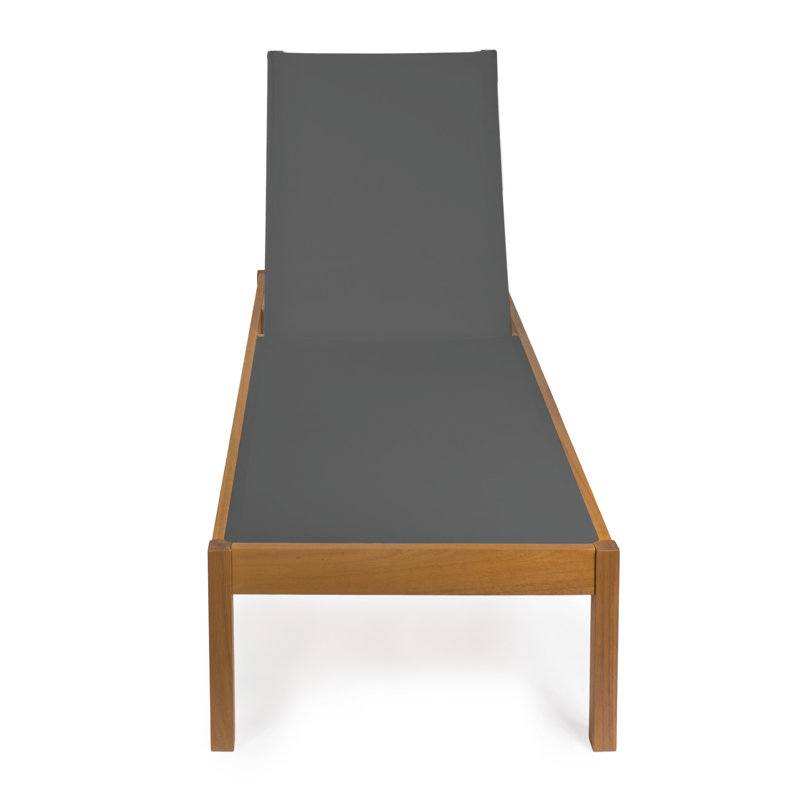 Méridienne d'extérieur réglable en bois d'acacia Lagunan, Gris foncé