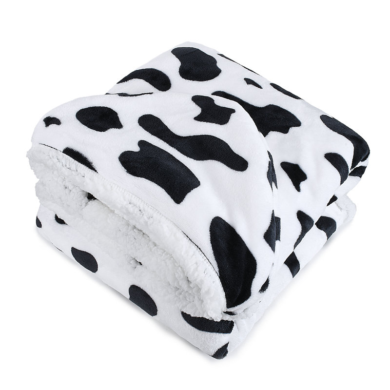 Jeté en polaire de sherpa Catalonia, couverture enveloppante avec poches à main, Blanc / noir