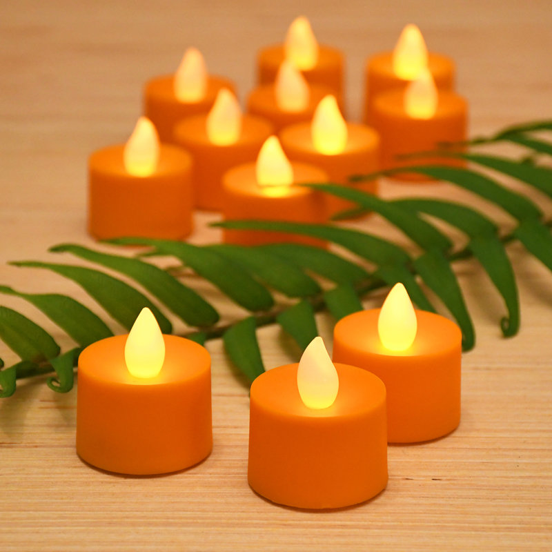 Bougies chauffe-plat à piles - 12 pièces, Orange