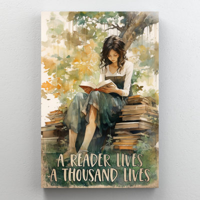 Impression sur toile, "A Reader Lives A Thousand Lives" - 1 pièce Rectangle A Reader Lives A Thousand Lives