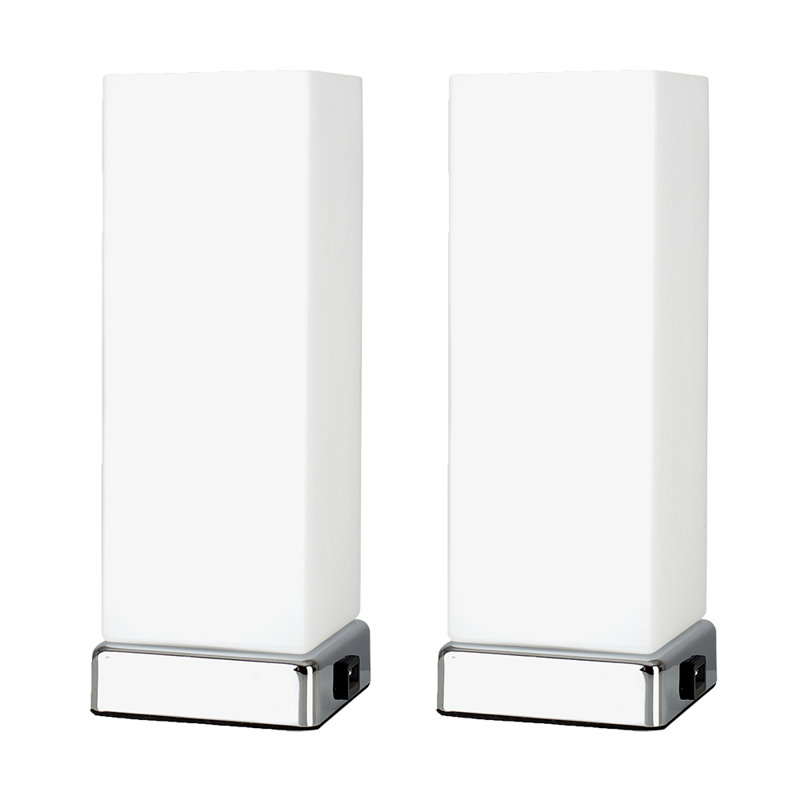Linda 28cm Chrome Table Lamp Set, No