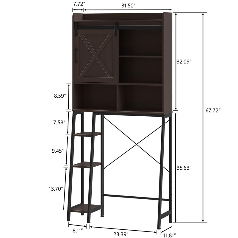Farmhouse Style Freestanding Over Toilet Storage Cabinet, Espresso