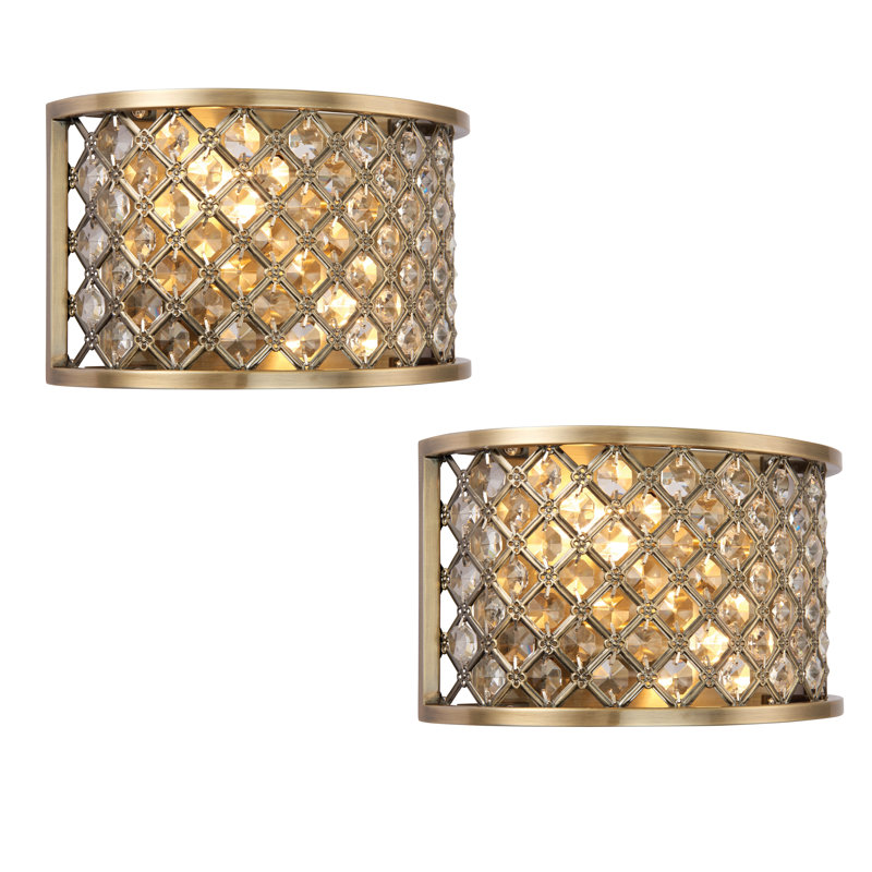 Augustine Steel Flush Mounted Sconce, Antique Brass