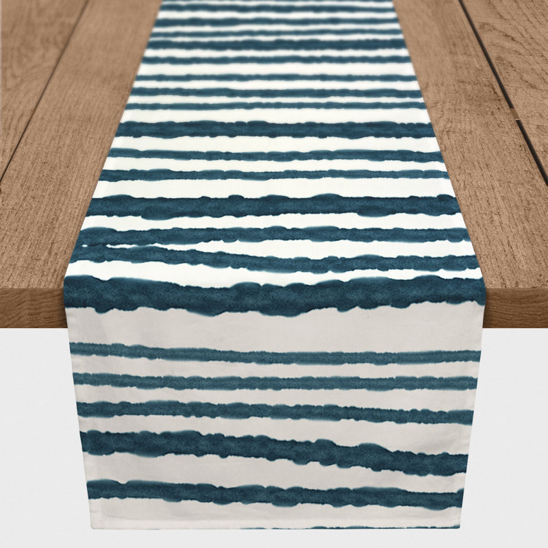 Chemin de table gris, Bleu marine