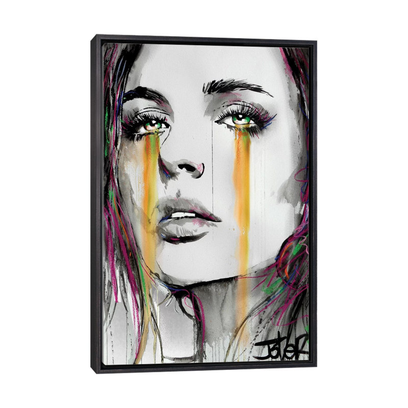 « Streams » par Loui», reproduction d’art, H 26 po x l 18 po x 1,5 po, Toile avec cadre noir patiné, Pas de tapis