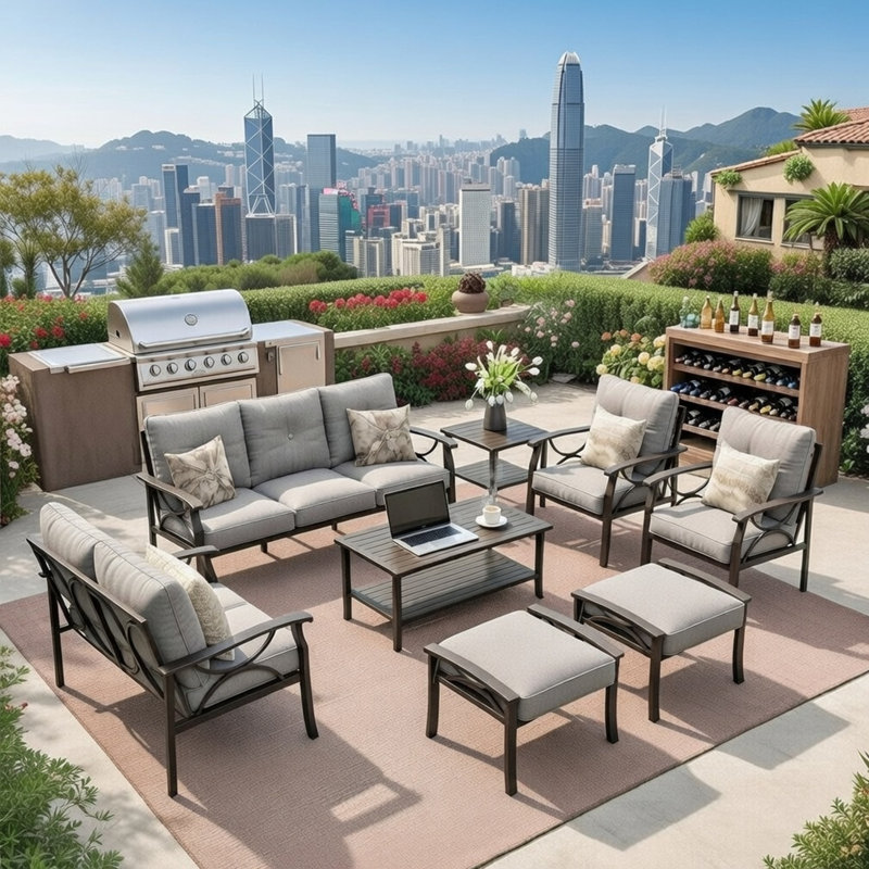 8-Piece Metal Patio Furniture Set, Gray