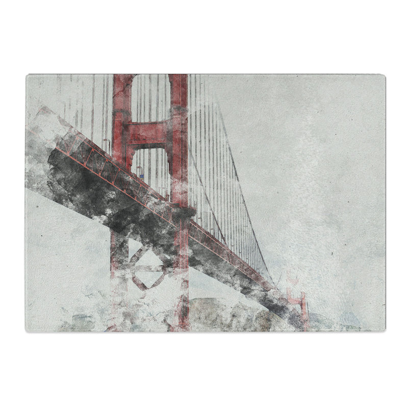 Golden Gate Bridge Vol.4 Watercolour Chopping Board, 0.4cm H x 20cm W x 28.5cm L