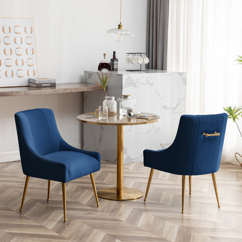 Elian 19.7'' H Velvet Upholstered Side Chair, Navy