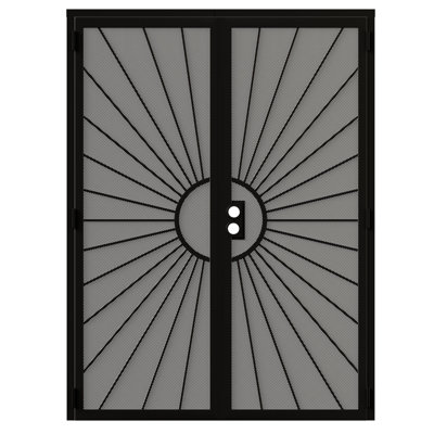 80 In Security Screen Door – Perforated Mesh Steel with Rust-Resistant Finish and Dual-Bore, Reversible French Door in Black