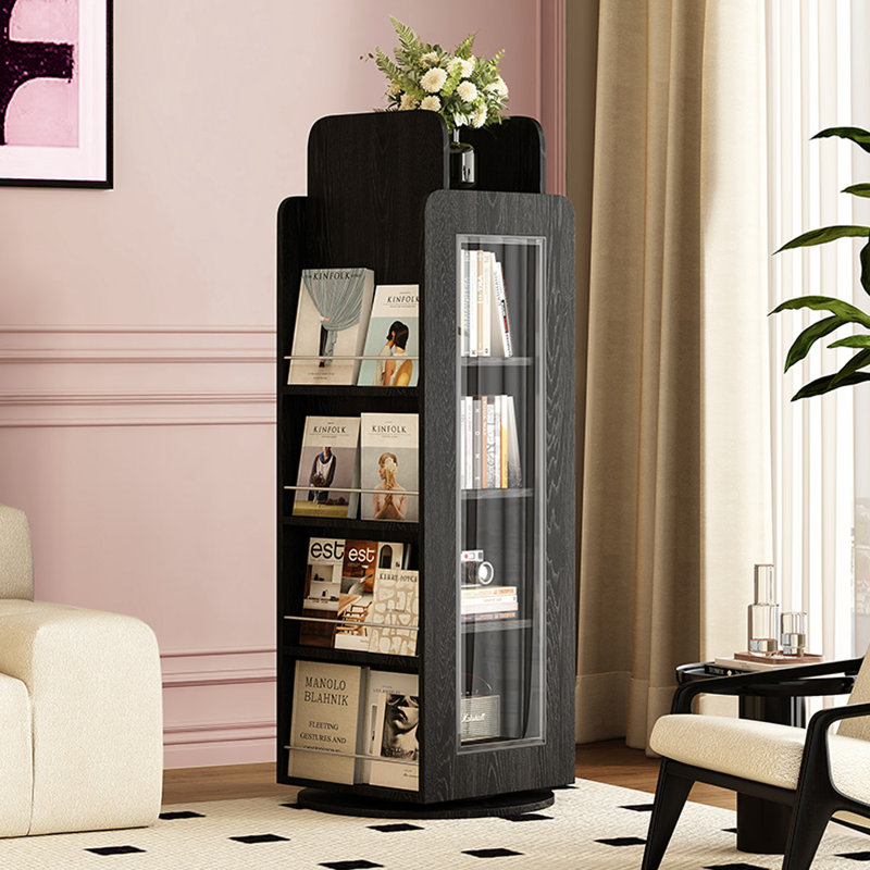 Rotating solid wood Bookcase, Black