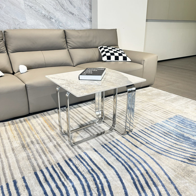 Table basse carrée 23,63 po, argent, Argent argent