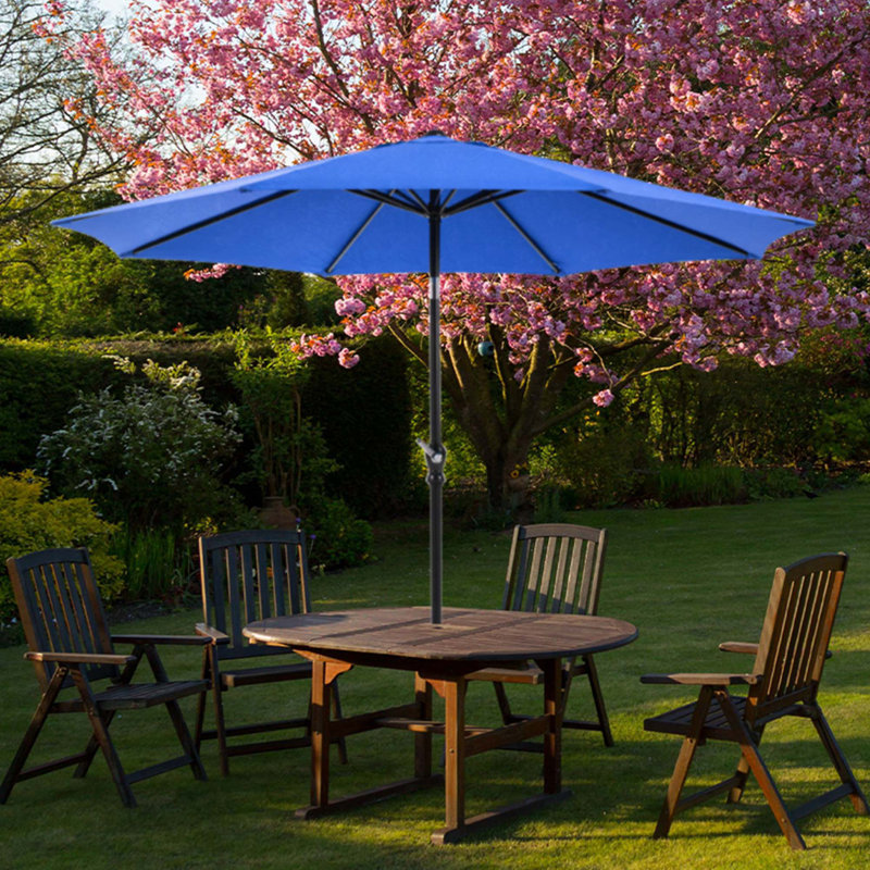 Parasol d'extérieur pour l'extérieur avec bouton inclinable et manivelle - Auvent en polyester imperméable et résistant aux rayons UV, cadre en fer