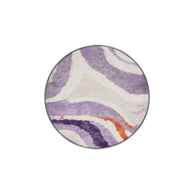 Tapis gris soyeux et moelleux, Rond 4 pi