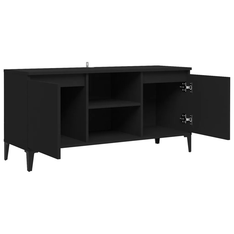 Steyning Unfinished TV Stand with Fireplace Included, Black