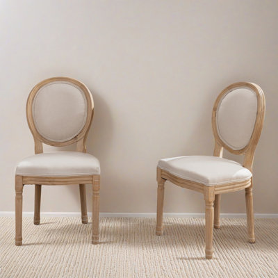 19.71" H Upholstered Side Chair, Decor King Louis Back Solid Wood Dining Chairs, Set of 2