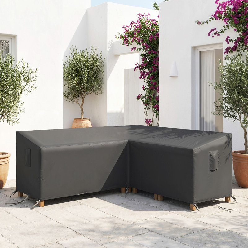 Housse pour canapé modulaire en V imperméable anti-UV, 85 po x 85 po, noire