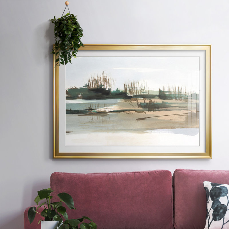 Marsh Reeds IV, reproduction d'art encadrée, Or, H 19 po x l 27 po x P 1,5 po