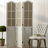 Bigham Beige Wood Hinged Foldable Partition 3 Panel Room Divider Screen w/ Burlap Window Pane Design