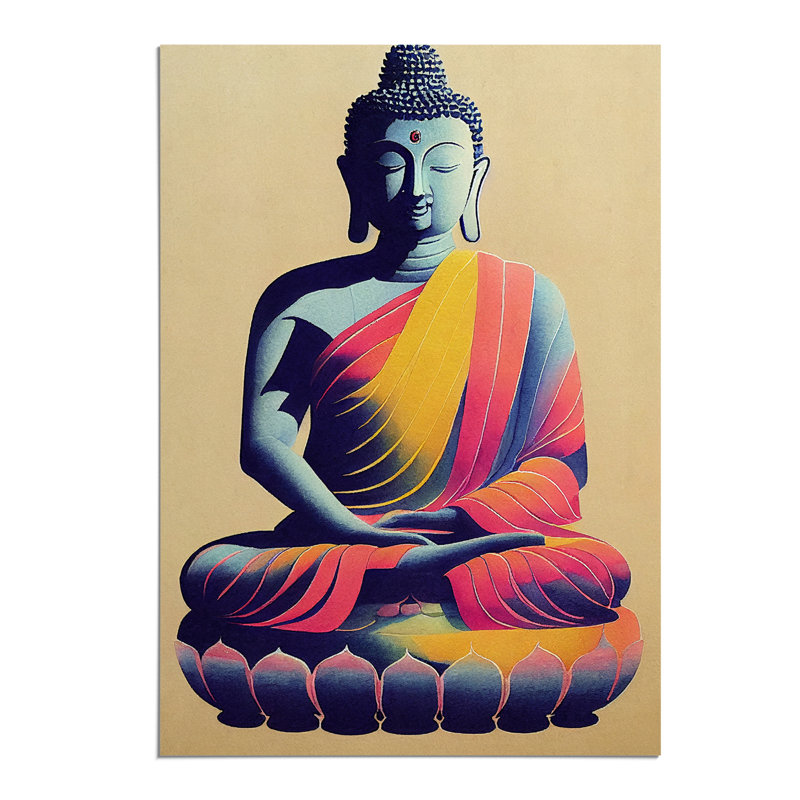 Colourful Buddha No.4 - Print, 29.7cm H x 21cm W, Paper, No Matte