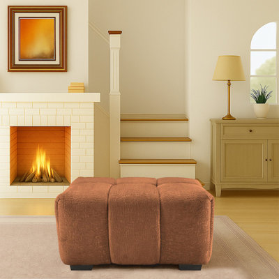 35.3"Armless Seat and Ottoman with Chenille Upholstery