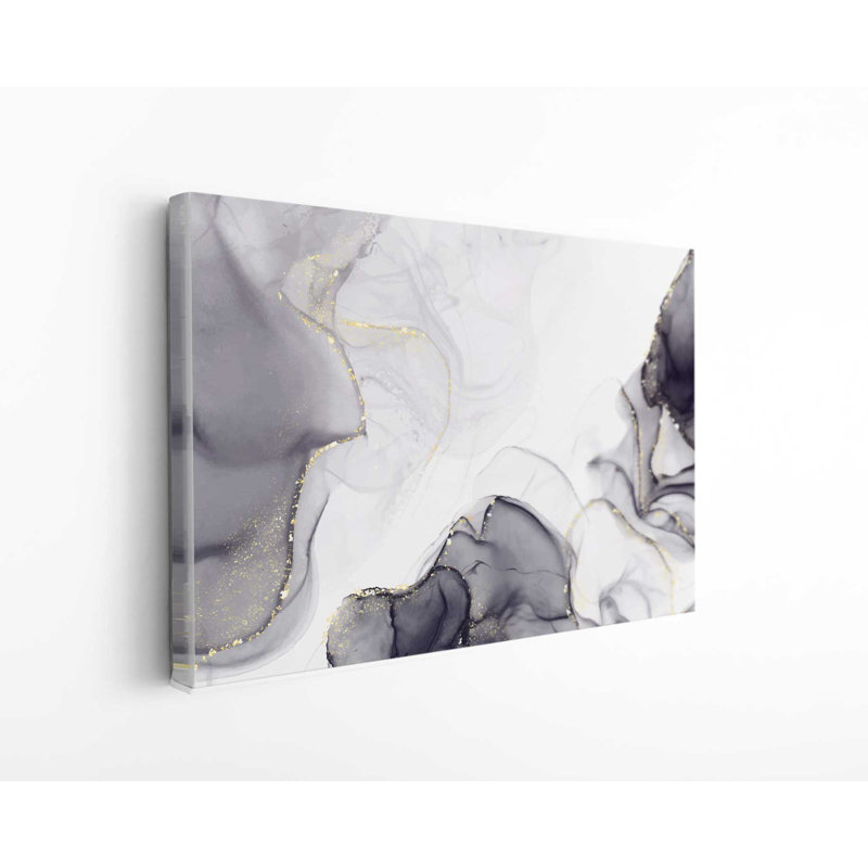 Art moderne sur toile marbré, H 20 po x l 30 po x P 1 po