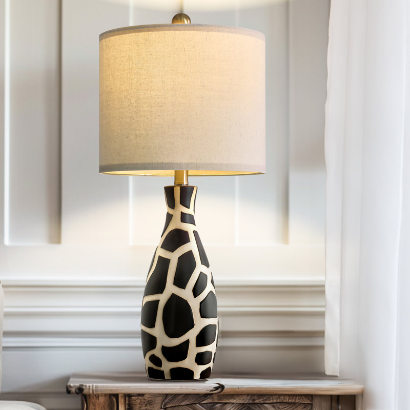 26 "cowhide Printed Ceramic Lamp, Suitable For Living Rooms, Bedrooms, And Desks