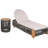 Outdoor Patio Lounge Chairs With Adjustable , Grey Rope, And Beige Cushions, All - Weather Low Maintenance : Chaise Compact Woven Side Table, Solution