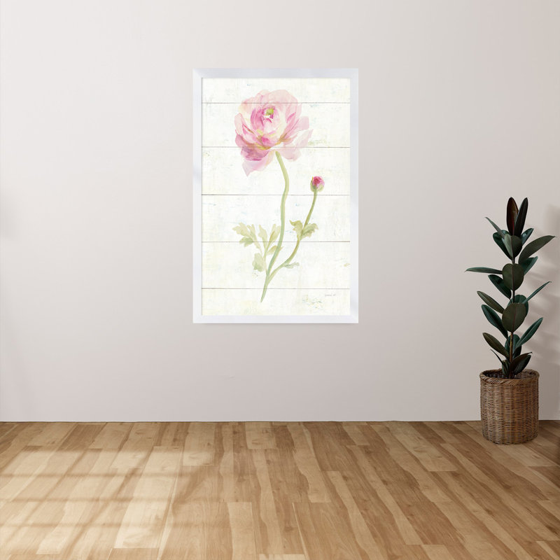 «June Blooms I», reproduction de peinture acrylique, H 39,5 po x l 27,5 po x P 0,75 po, Cadre blanc
