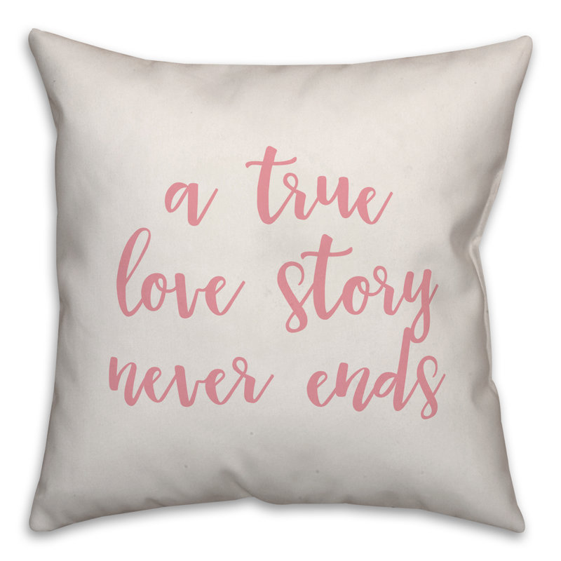  Coussin décoratif «A True Love Story Has End», Coussin décoratif, Blanc / rose