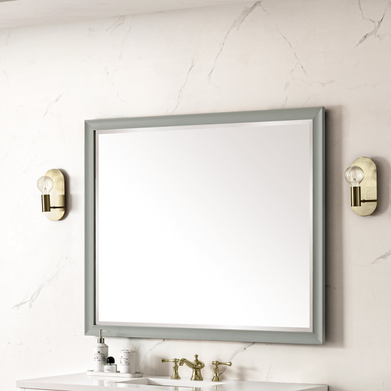 Glenbrooke Solid Wood Beveled Wall Mirror, Urban Gray, 40" x 48"