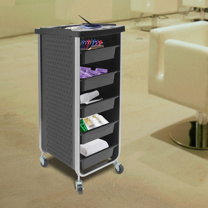YaoTown 34'' H x 12'' W 6-Tier Multifunctional Salon Trolley Cart with Wheels