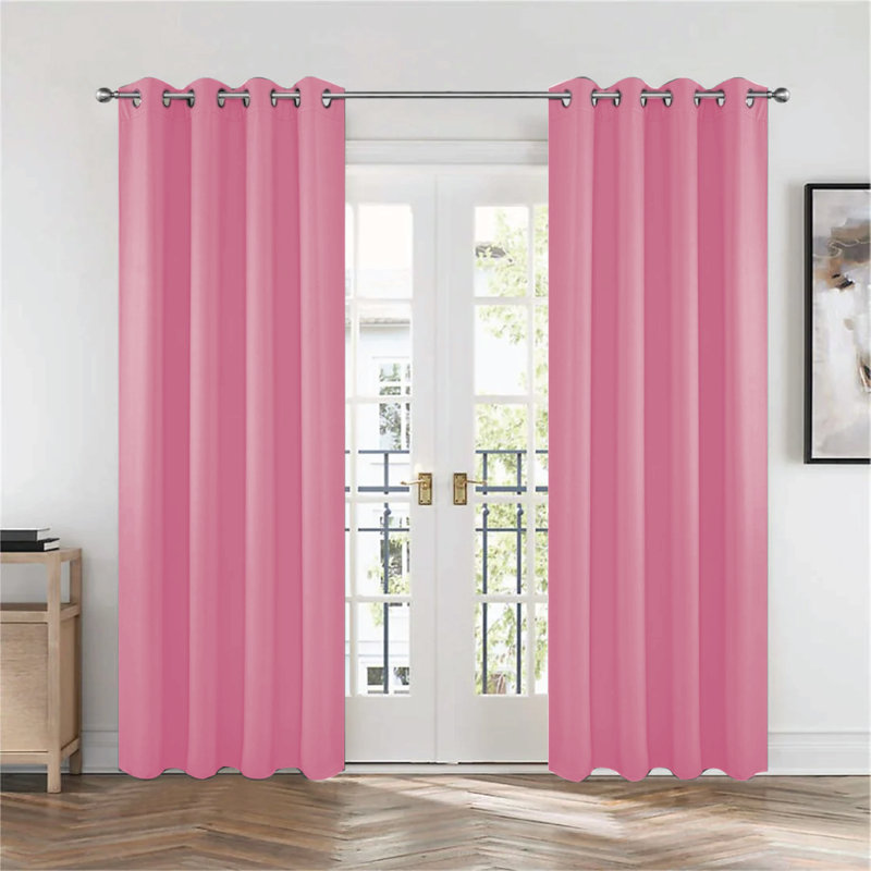 Frasco Blackout Curtain Pair, 228.6cm Width x 182.88cm Drop, Pink