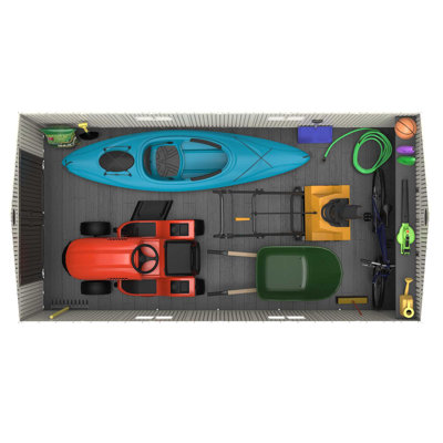 Remise de rangement extérieure en polyéthylène haute densité (plastique) à construction renforcée d'acier 15 pi x 8 pi Lifetime