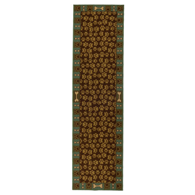 Tapis de couloir vert et brun