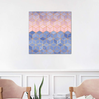 Rose Quartz And Serenity Cubes by Elisabeth Fredriksson - Wrapped Canvas Print