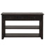 Console moderne de 48 po en bois de pin massif avec 3 tiroirs et 2 tablettes, finition noire vieillie pour le salon, et tablettes pour chambre à coucher industrielle-660705966
