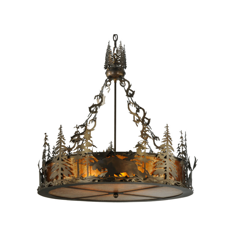 Moose At Dusk 4 - Light Chandelier, 36" - 65" H x 31" W x 31" D
