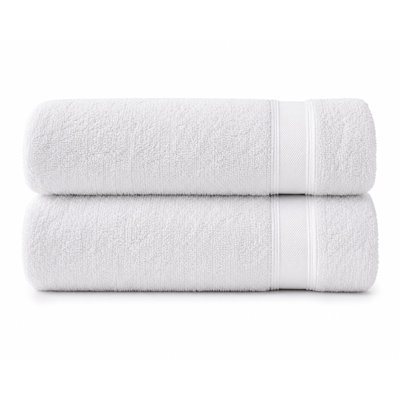 Ensemble de serviettes de bain 100% coton Domestique, 6 pièces très douces et absorbantes - 2 serviettes de toilette, 2 serviettes à main, 2 serviettes corporelles (blanc, 600 g / m²)