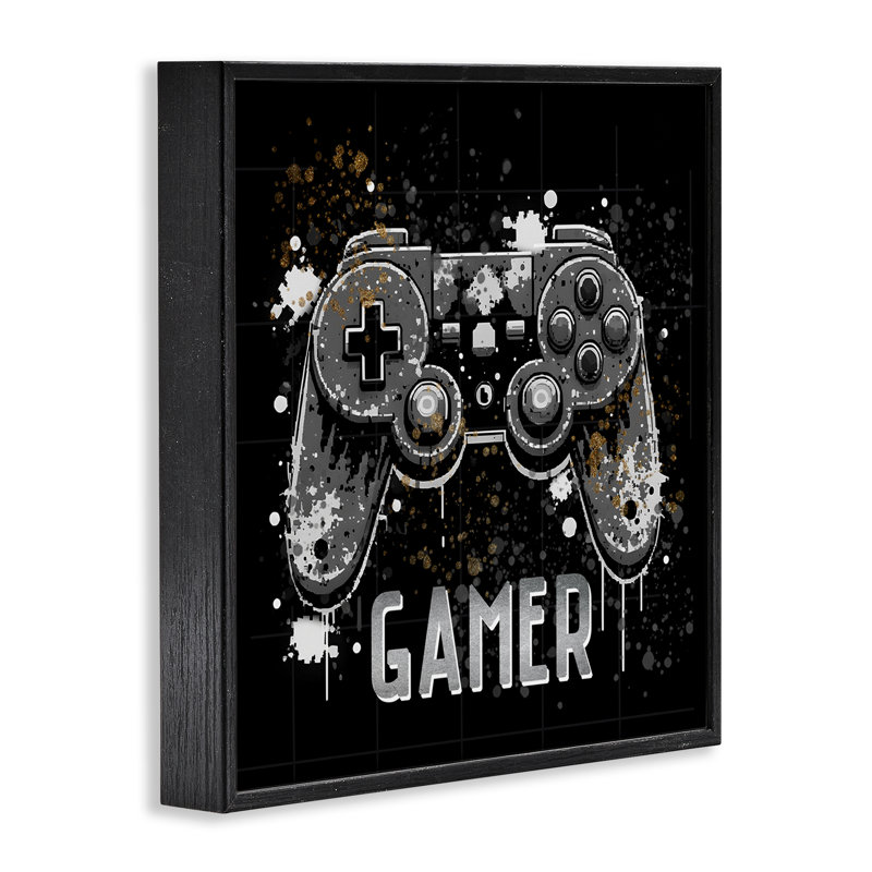 «Pixel Style Gamer Giclee Art» par Kim Allen, H 12 po x l 12 po, Giclée encadrée noir minuit