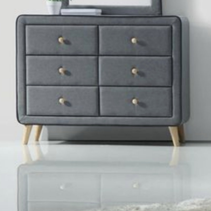 Commode en tissu gris clair Valda (Commode)