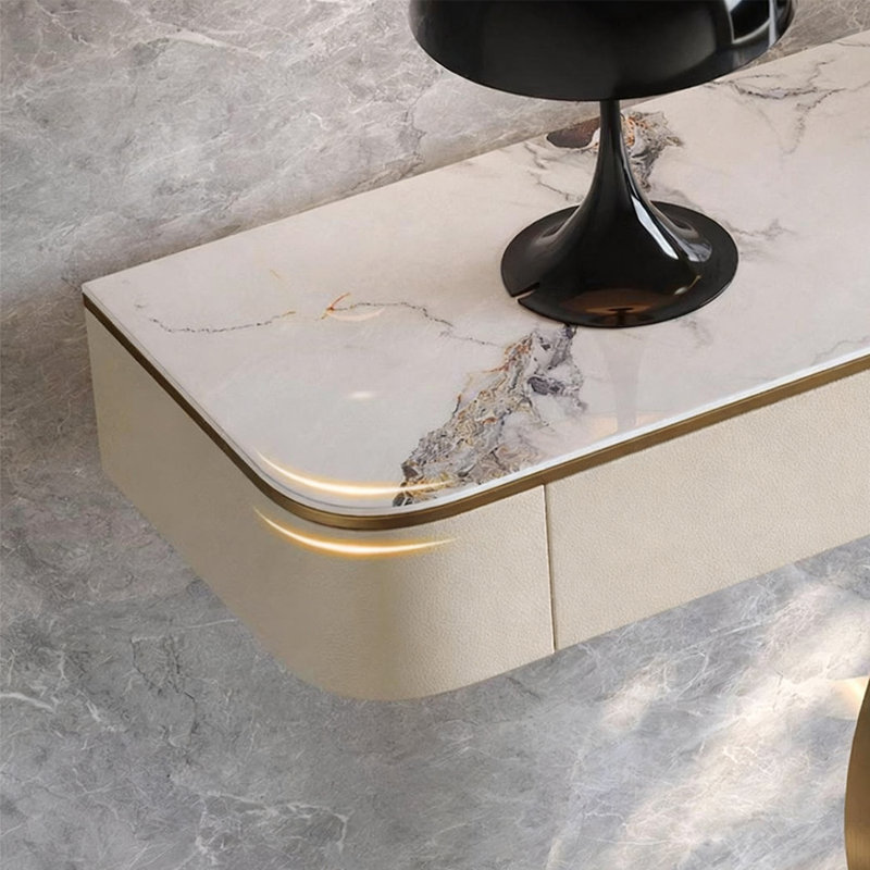 Console Modern Minimalist Luxury Art, Or champagne, H 38,58 po x l 59,06 po x P 13,78 po